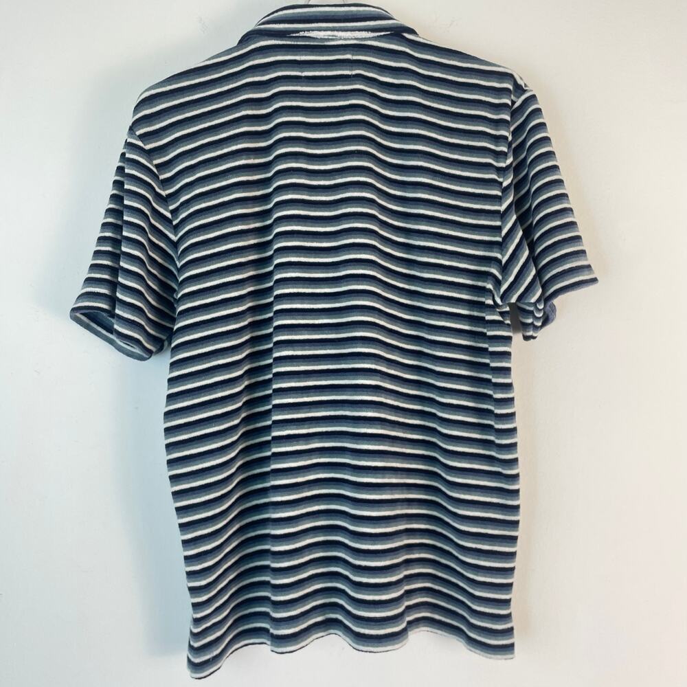 Howlin Loose End Striped Terry Polo in Navy SIZE MEDIUM - Picture 6 of 7